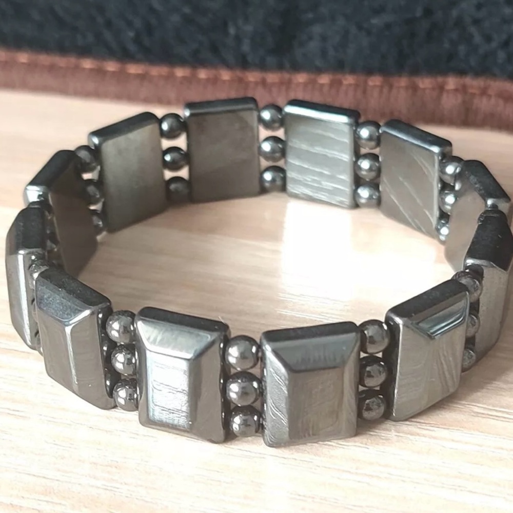 Natural Terahertz Wave Energy Stone Beads Stretch Bracelet Reiki Healing